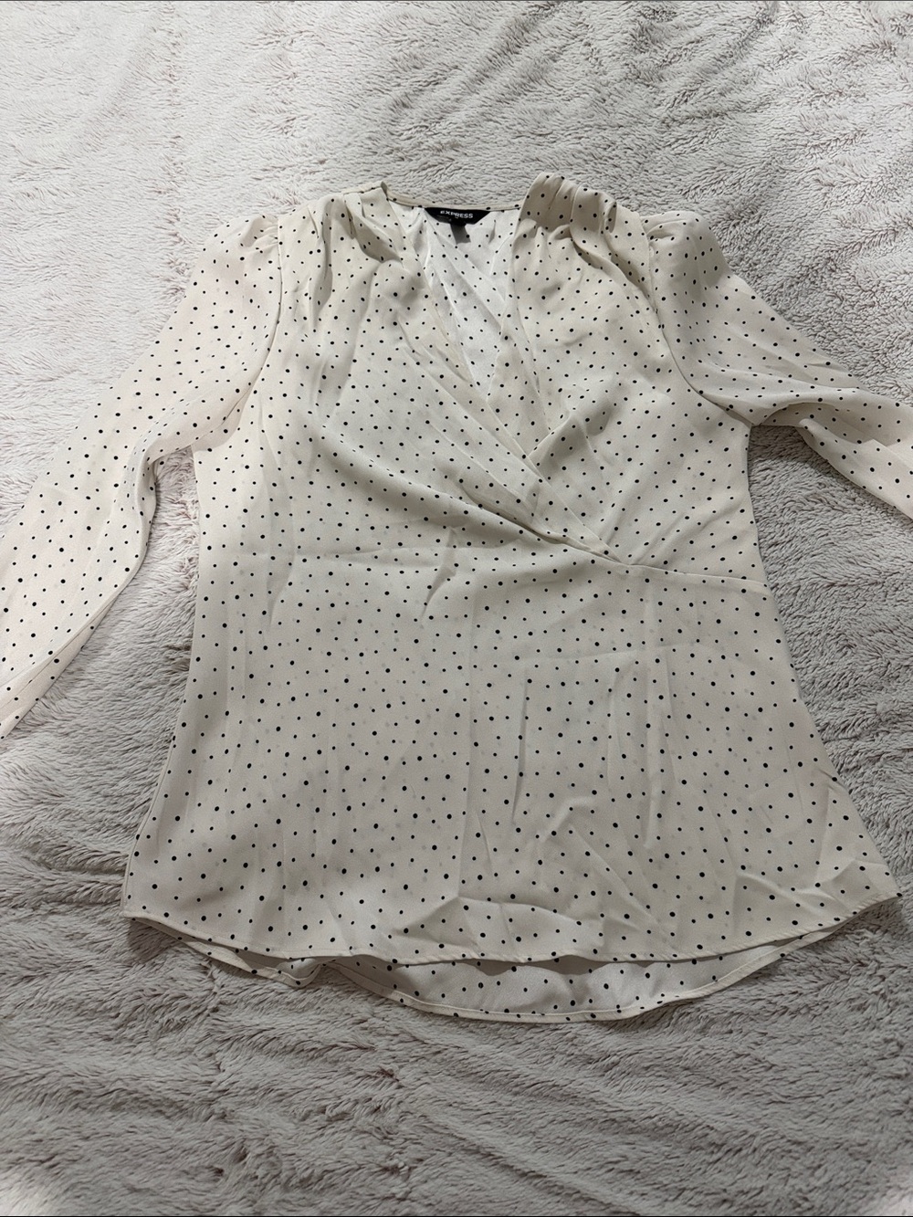 Express Cream Polka Dot Wrap Blouse
